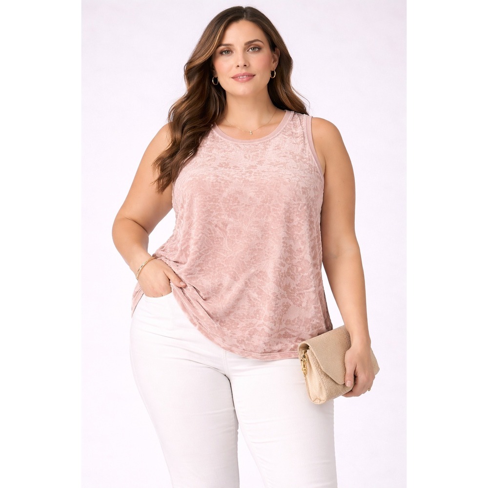 Apt 9 Pink‎ Floral Velour Tank Top XL | Soft Feminine Blouse